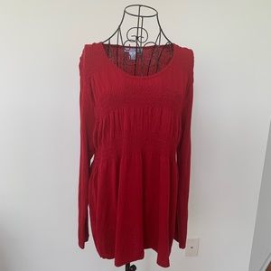 Red RXB Scoop Neck Long-Sleeved Ribbed Knit Sweater Sz XL